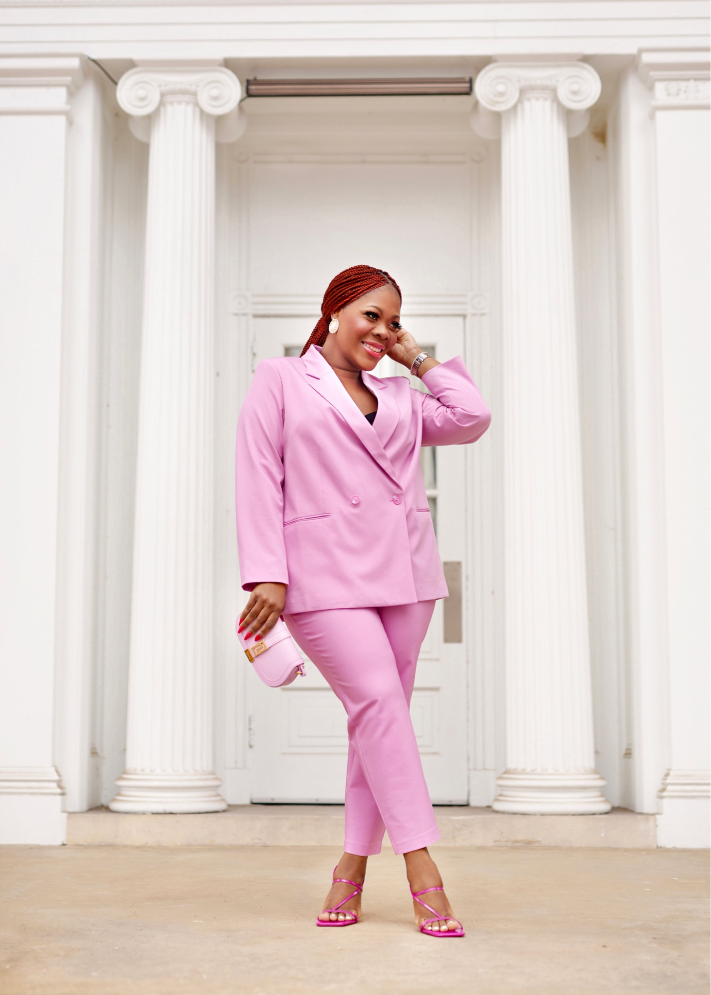 Found a fun Spring suit under $100. Pink suit , pink blazer , pink pants , pink bag , spring fashion find, spring style , spring colors , pastel suit , heeled sandals , chic workwear , 

#LTKworkwear #LTKSeasonal #LTKmidsize