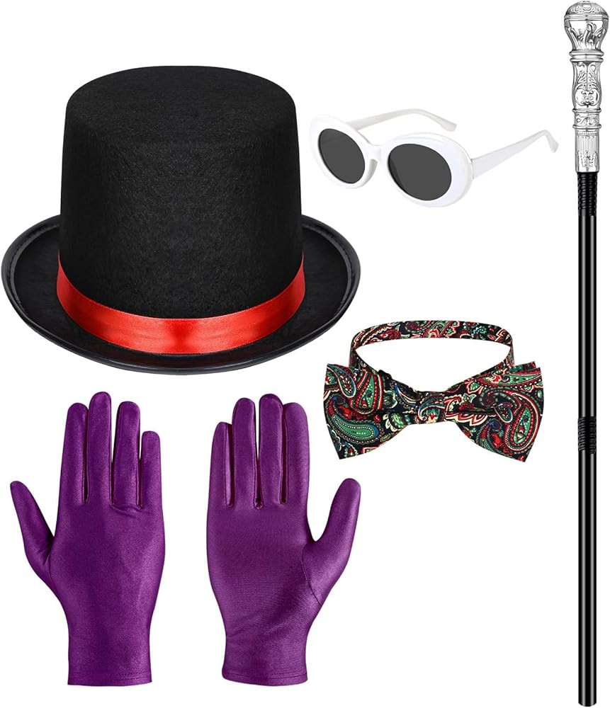 5 Pcs Men Costume Accessories Include Black Top Hat Bow Tie Walking Scepter Sunglasses Gloves for... | Amazon (US)