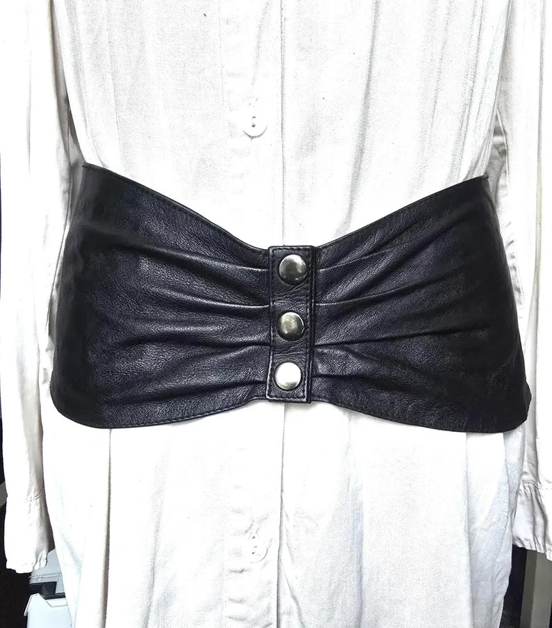 Vintage Extra Wide Black Belt - Soft Genuine Leather Corset Belt - Gothic Waist/Hip Belt | Etsy (Global)