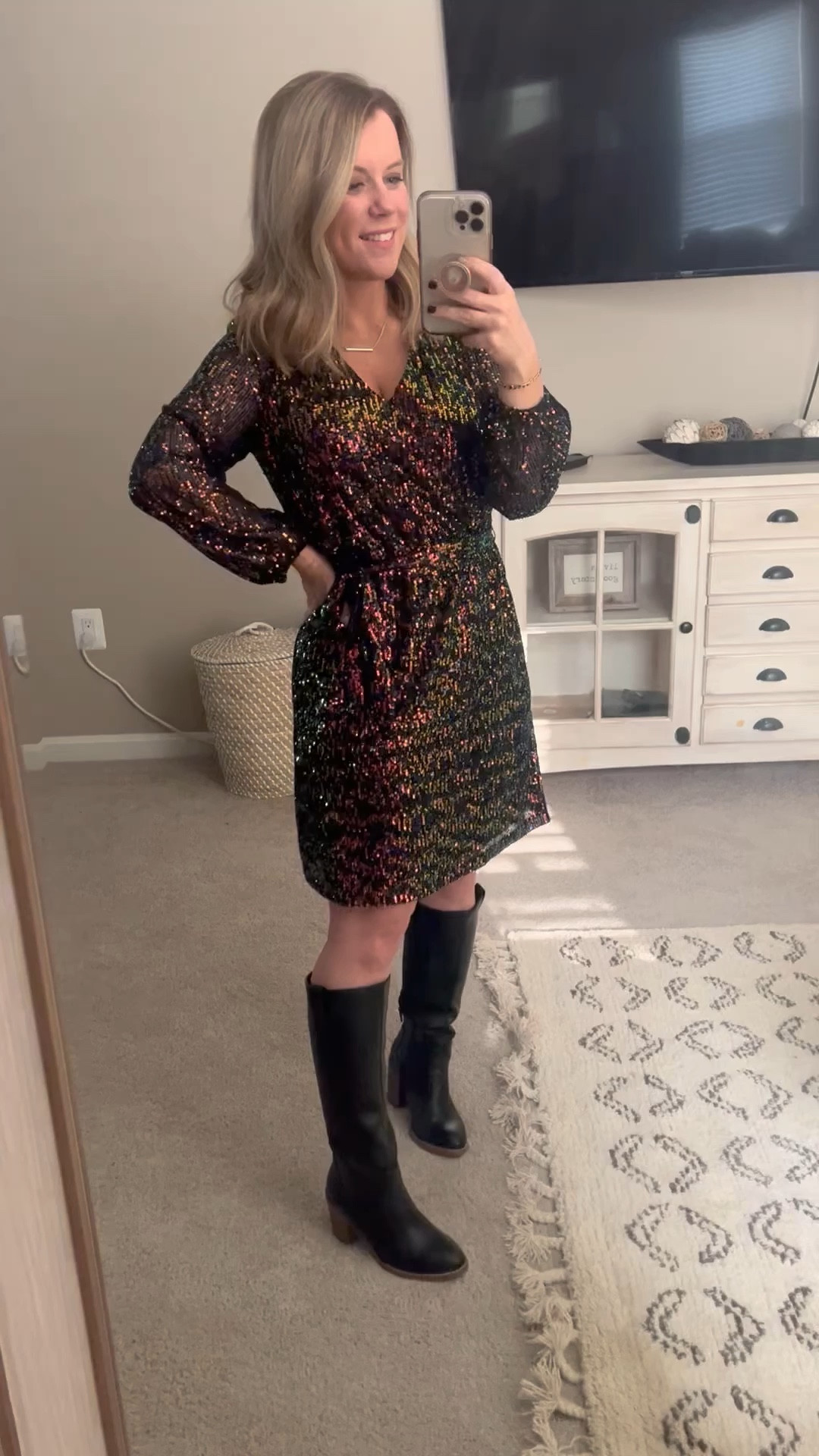 This wrap sequins dress from loft is stunning and currently 40% off until tomorrow !

Holiday, holiday dress, tis the season 

#LTKSeasonal #LTKsalealert #LTKHoliday