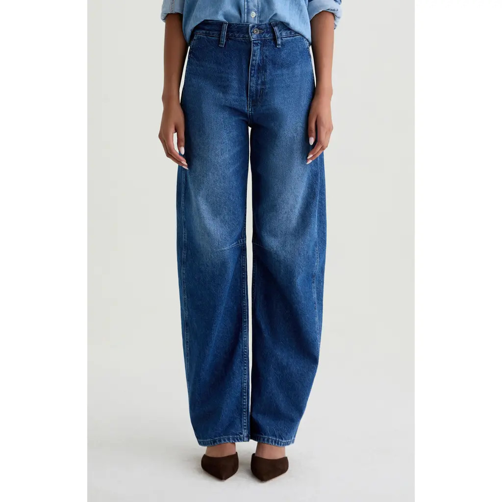 AG Mercer High Waist Barrel Jeans in Sidecar at Nordstrom, Size 27 | Nordstrom