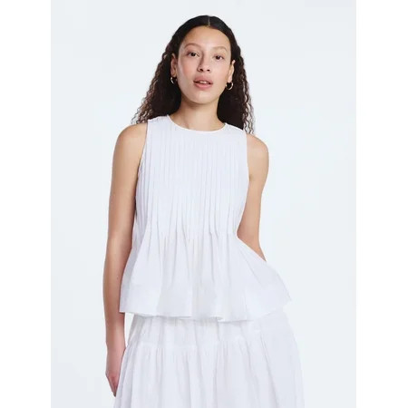 Free Assembly Women s Sleeveless Pintuck Peplum Top Sizes XS-XXL | Walmart (US)