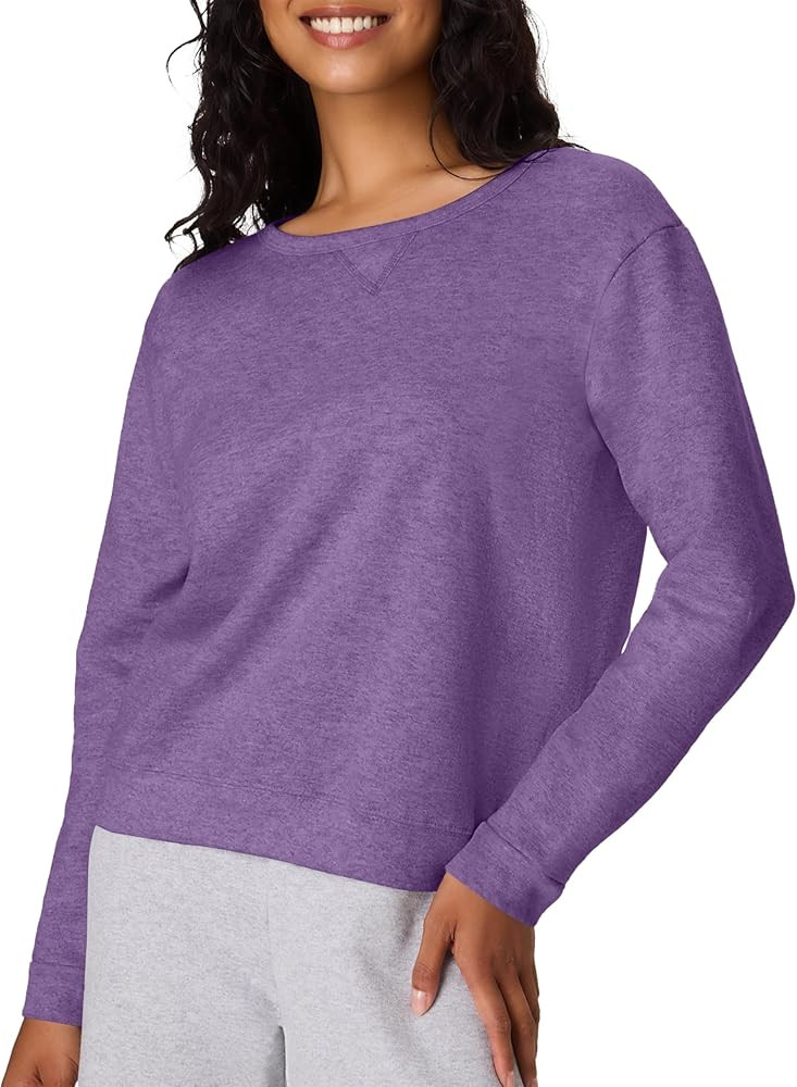 Hanes womens Crewneck Sweatshirt, Ecosmart Fleece Pullover With V-notch, Sweatshirt for Women | Amazon (US)