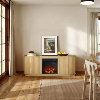 60 in. Coastal Oak Modern TV Stand with Storage and Electric Fireplace | The Home Depot