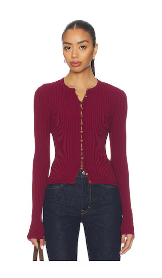 Gema Rib Cardigan in Dark Cherry | Revolve Clothing (Global)
