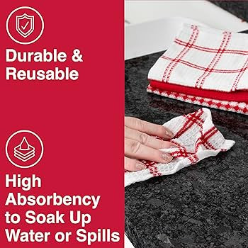 T-fal Premium Waffle Dish Cloths: Highly Absorbent, Super Soft Long Lasting - 100% Cotton, 12"x13... | Amazon (US)