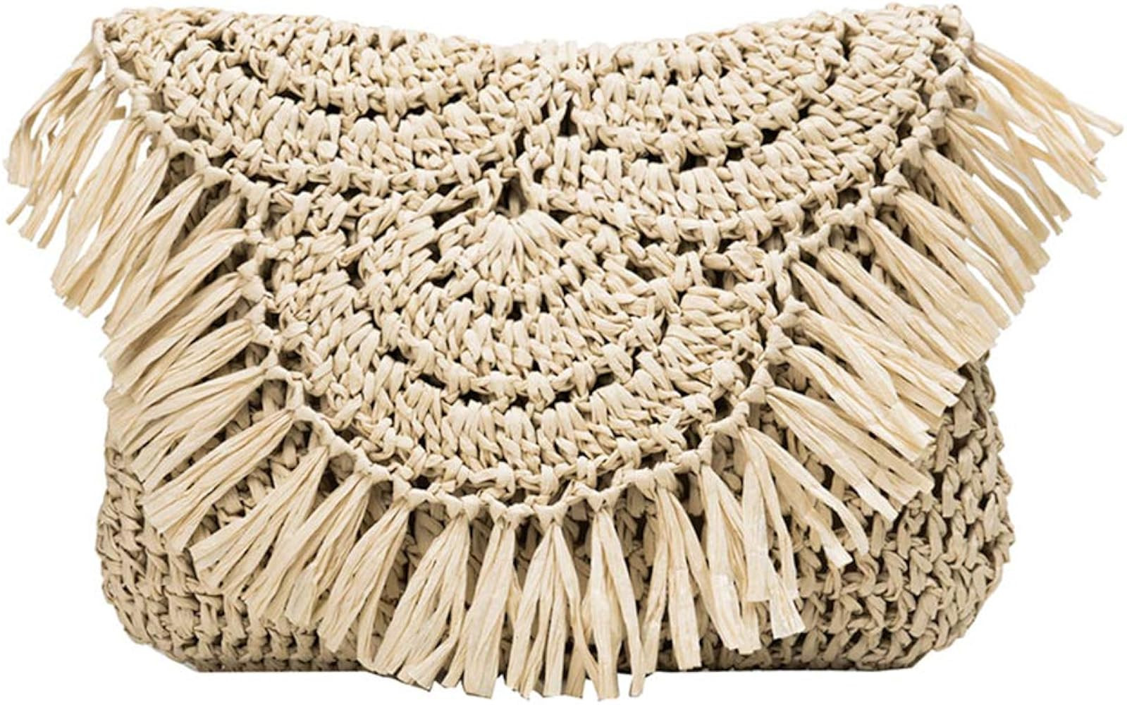 Straw Crossbody Handbag for Woman, Summer Handwoven Tassel Shoulder Purse Bag, Boho Envelope Wallet  | Amazon (US)