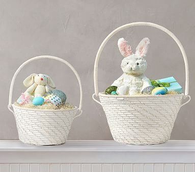 White Quinn Collapsible Handle Easter Baskets | Pottery Barn Kids