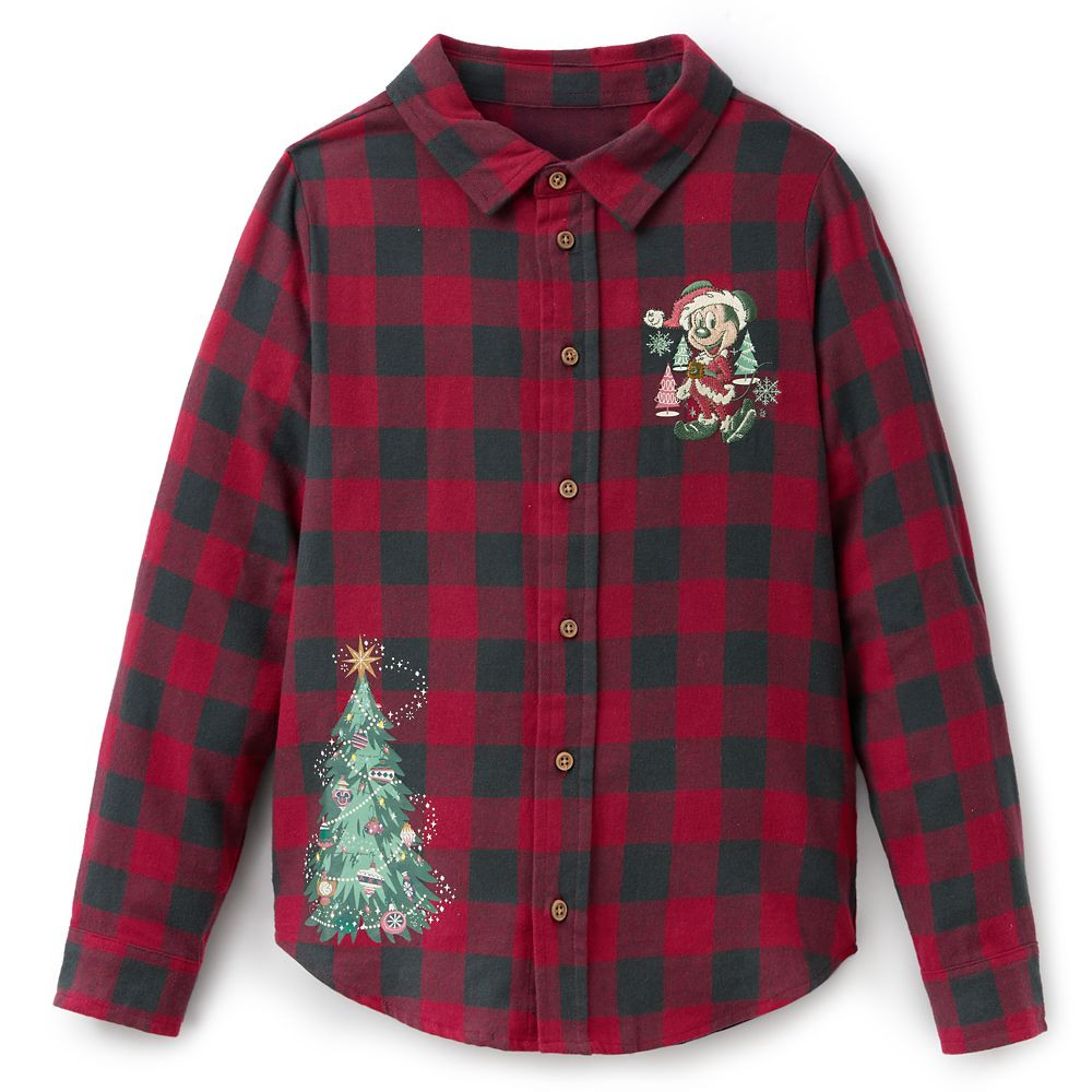Santa Mickey Mouse Holiday Plaid Flannel Shirt for Kids by Our Universe | Disney Store