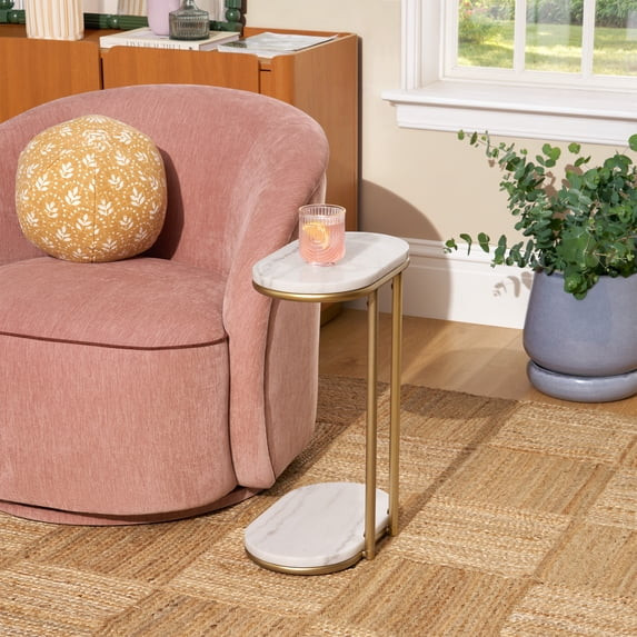 Beautiful Lane Drink Table by Drew Barrymore, White marble and gold finish | Walmart (US)