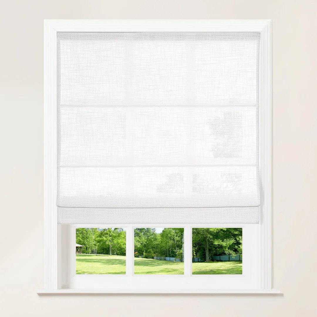 Lille Linen Roman Shades Custom Cordless Blackout Shades Snow White | Multi Color | Homerilla