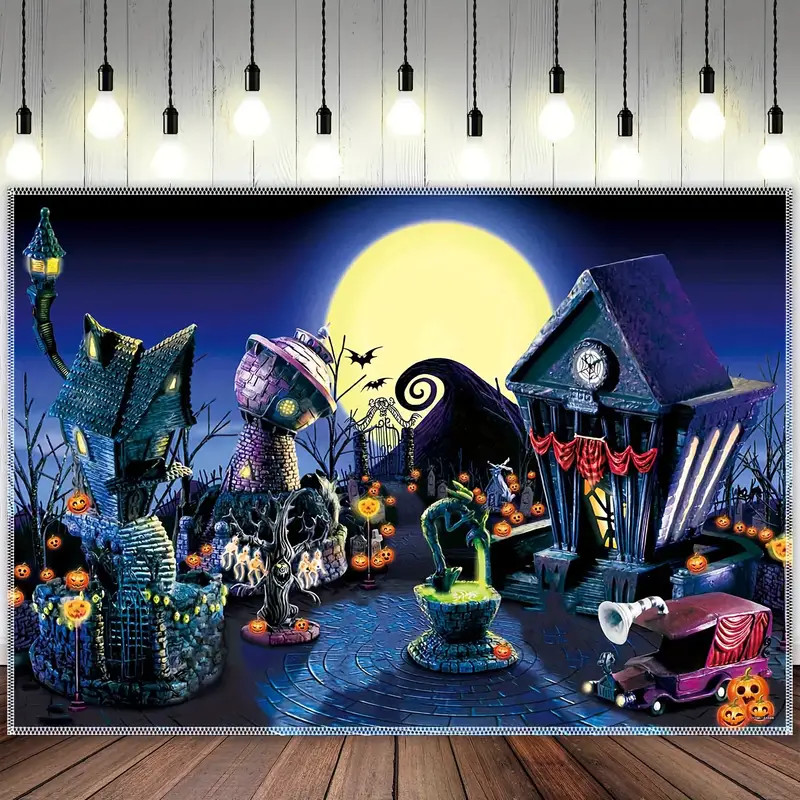 Make Halloween Unforgettable with this 7x5ft Nightmare Before Christmas Backdrop! | Temu Affiliate Program