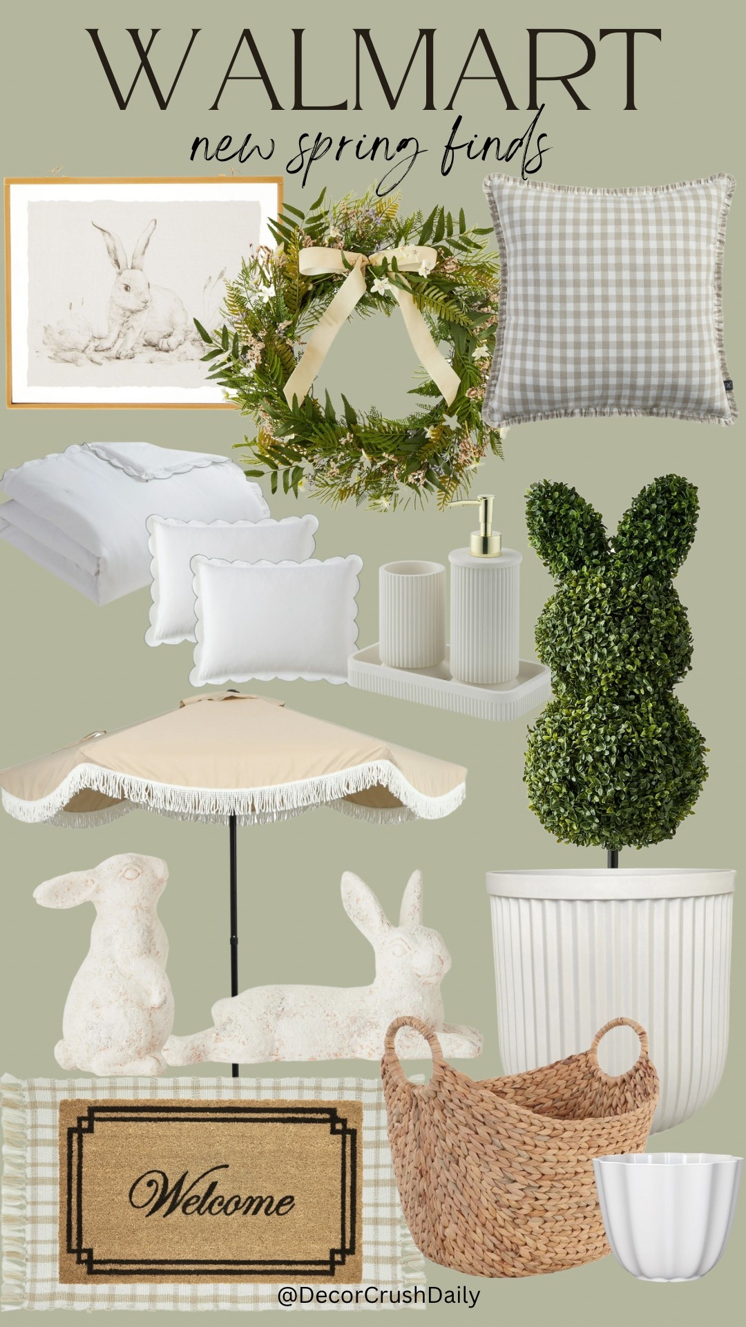 Walmart new spring finds for home // My Texas house new spring collection// Better homes and gardens spring collection// patio decor // Bedding spring // Wall art // Bunnies// bunny topiary // Spring wreathh

#LTKHome #LTKStyleTip #LTKSeasonal