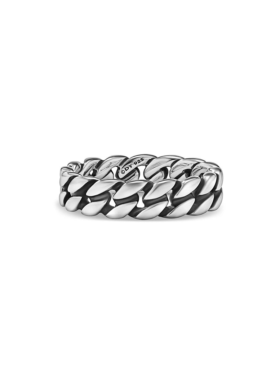 Men's Curb Chain Band Ring in Sterling Silver, 6MM - Silver - Size 13 | Saks Fifth Avenue
