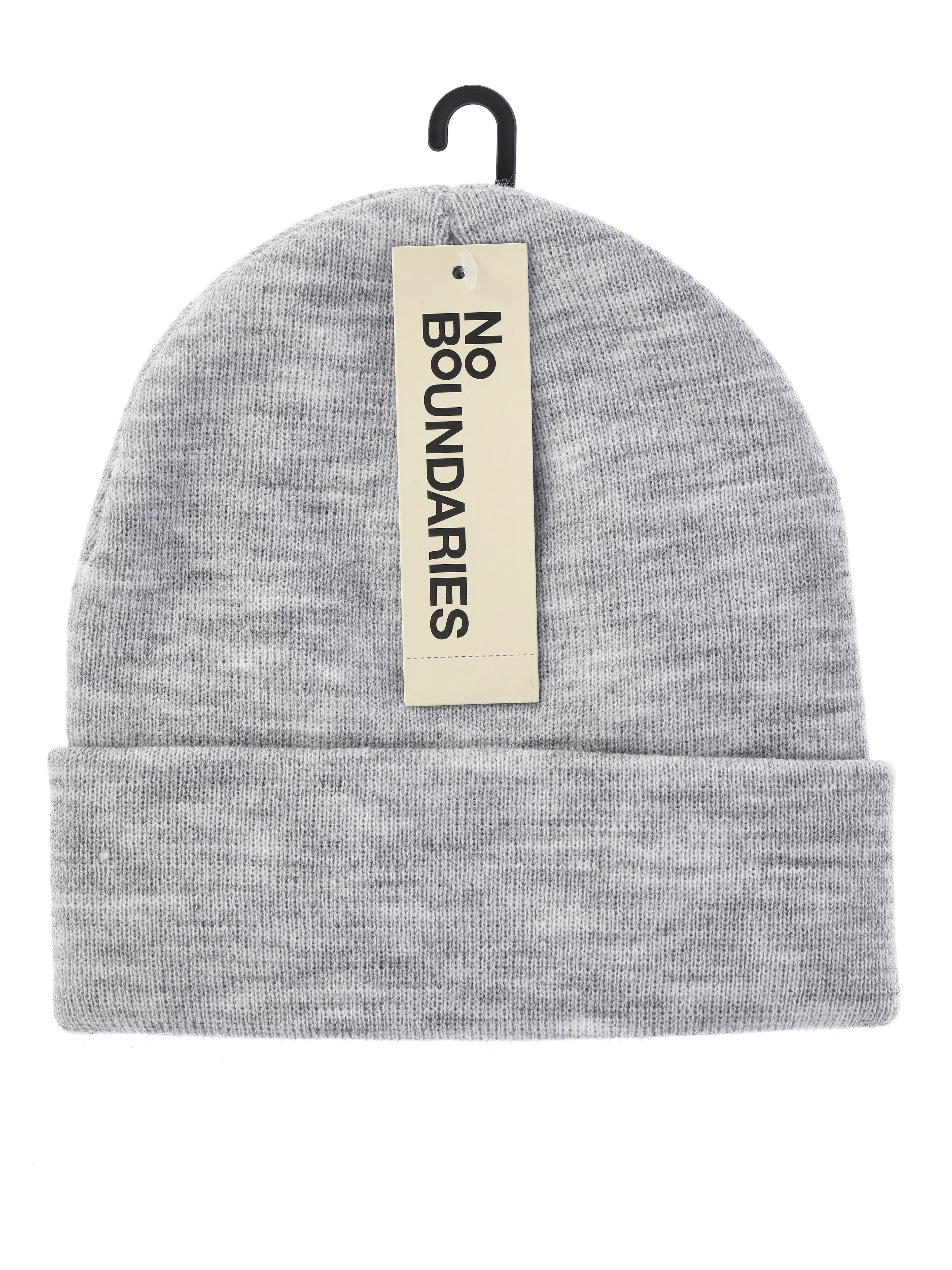 No Boundaries Women's Flat Knit Beanie, One Size, Light Grey Heather | Walmart (US)