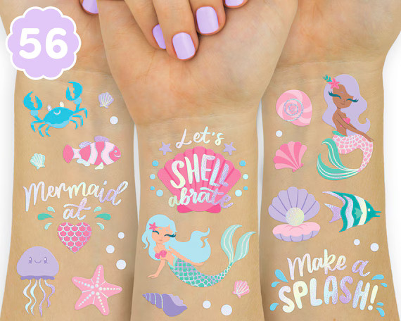 Under the Sea Mermaid Temporary Tattoos  56 Glitter Styles  | Etsy | Etsy (US)