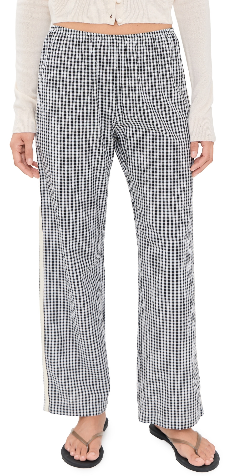 DONNI. The Cotton Gingham Stripe Crop Pants Jet S | Shopbop