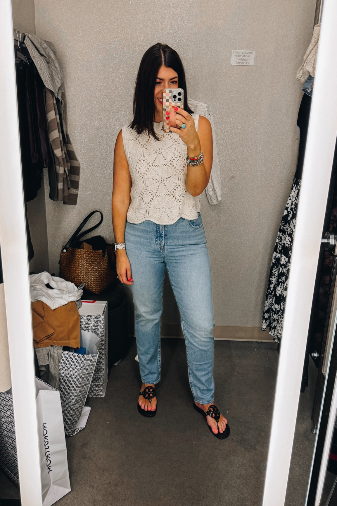 Sized down to a small in the crochet top
In a 29 in the straight leg jeans 

#LTKMidsize #LTKxNSale #LTKSummerSales