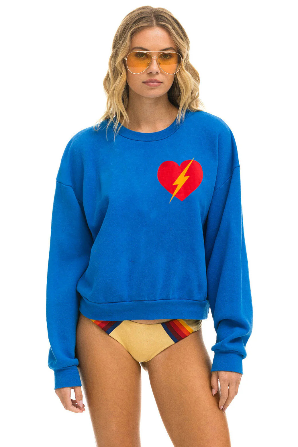 BOLT HEART RELAXED CREW SWEATSHIRT - ADVENTURE BLUE | Aviator Nation