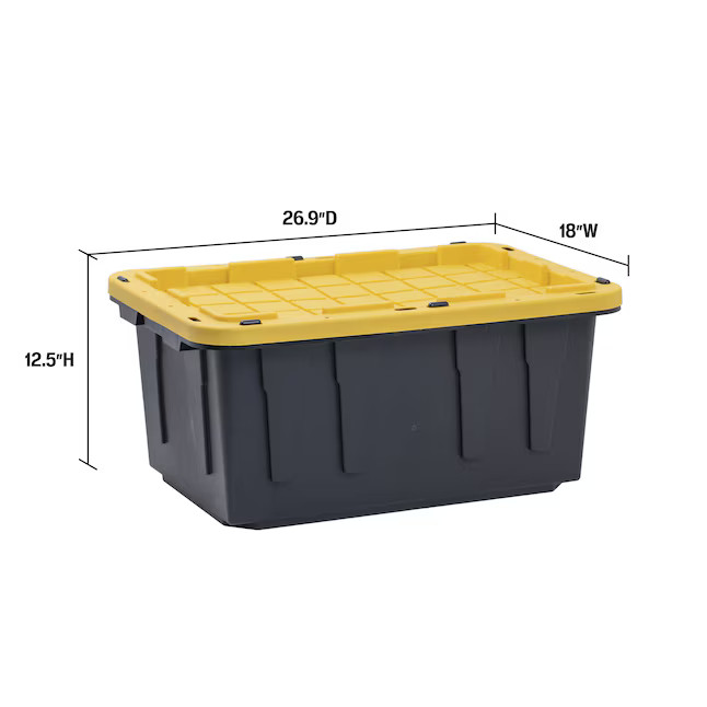 Project Source Commander Medium 17 -Gallons ( 68 -Quarts ) Black Heavy Duty Stackable Tote with S... | Lowe's