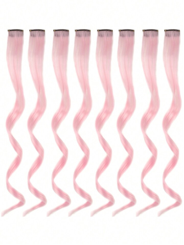 Colored Hair Extensions Party Highlights, Curly Wavy Hairpiece Clip In Synthetic Streak For Kids ... | SHEIN