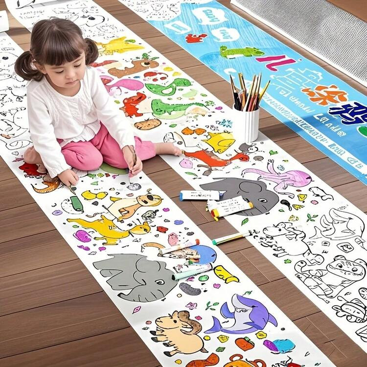 [Children's Painting Set] 3/6/12m Long Graffiti Paper Rolls, Children's Painting Set, DIY Paintin... | SHEIN