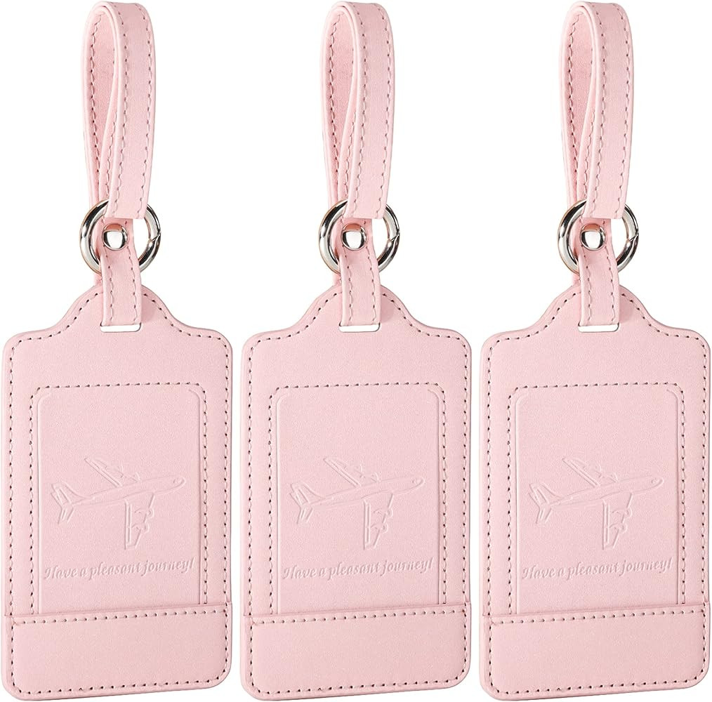 Teskyer Luggage Tags, 3 Pack Premium PU Leather Luggage Tags Privacy Protection Travel Bag Labels... | Amazon (US)