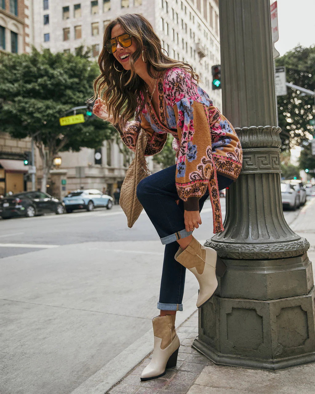 Daisy Days Floral Waist Tie Cardigan | VICI