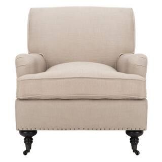 SAFAVIEH Chloe Antique Gold/Espresso Cotton Blend Club Arm Chair-MCR4571D - The Home Depot | The Home Depot