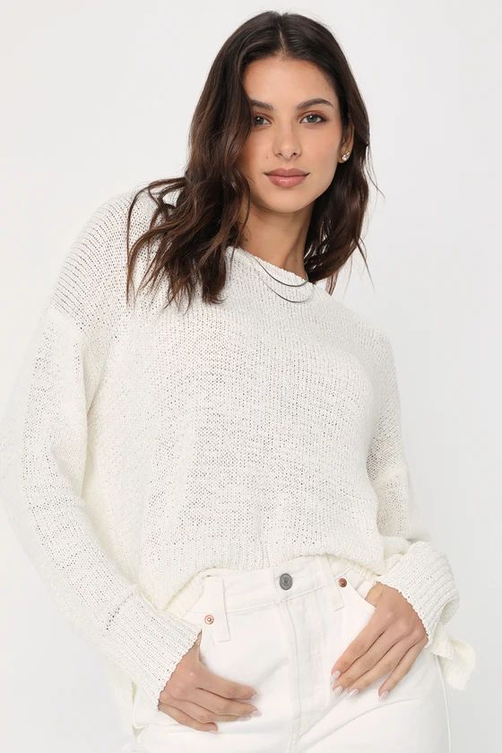 Positive Presence Ivory Loose Knit Sweater | Lulus