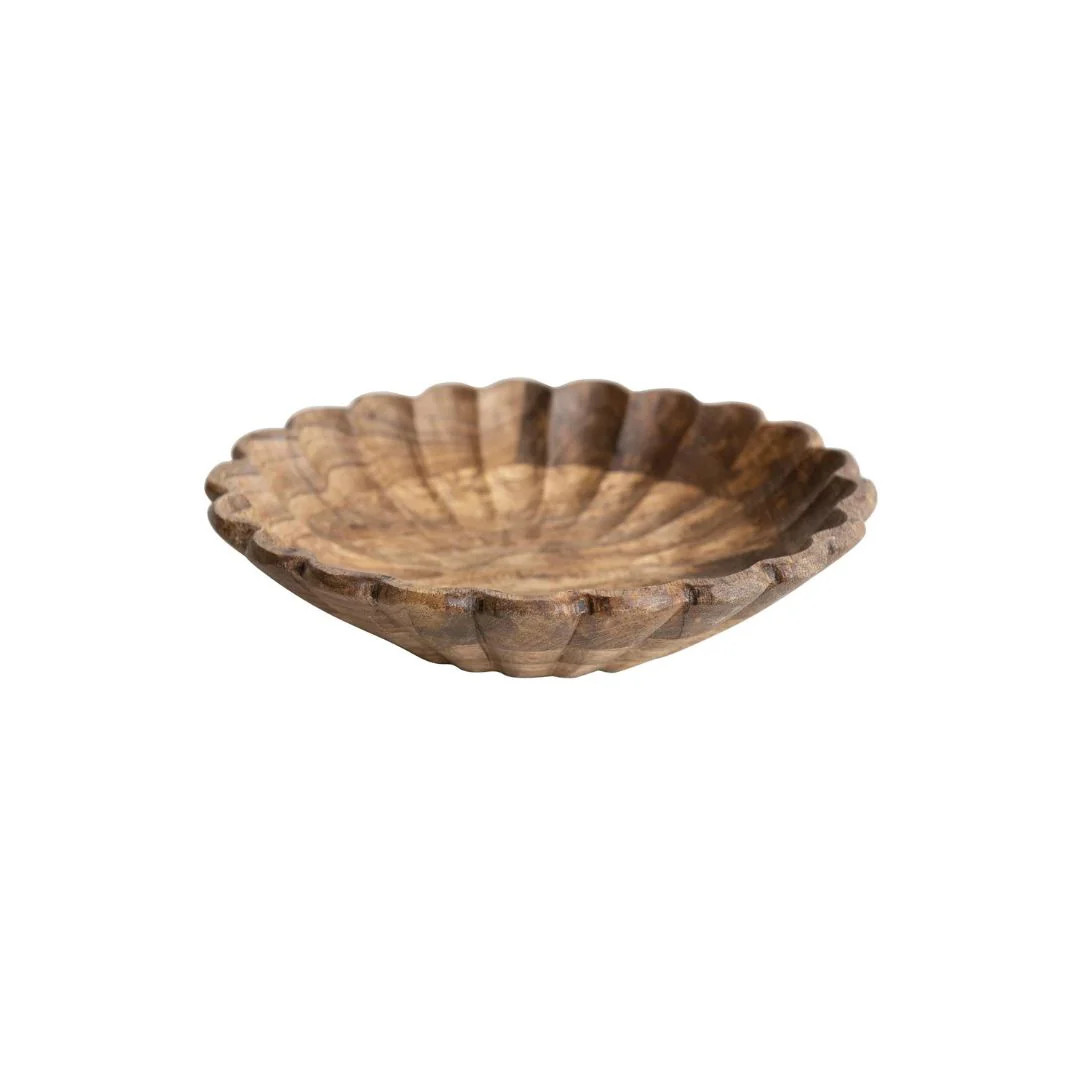 Mango Wood Scalloped Bowl | Pink Antlers