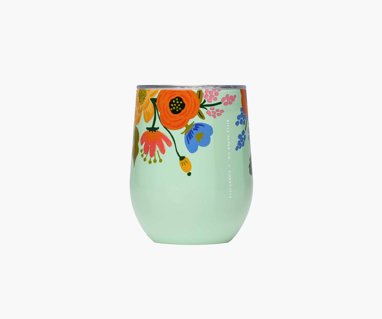 Lively Floral Mint Stemless Wine Cup | Rifle Paper Co.