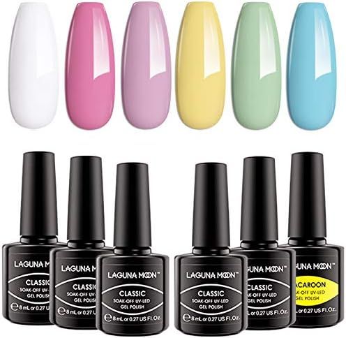 Lagunamoon Gel Nail Polishes, 6pcs 8ml Gel Polish Pastel colors Set of Summer Gel UV Nail Polish,... | Amazon (US)