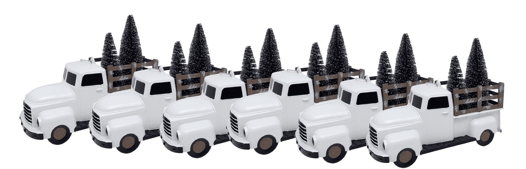 Holiday Time Set of 6 White Truck with Tree. Clearly Christmas Theme. White & Green Color. Materi... | Walmart (US)