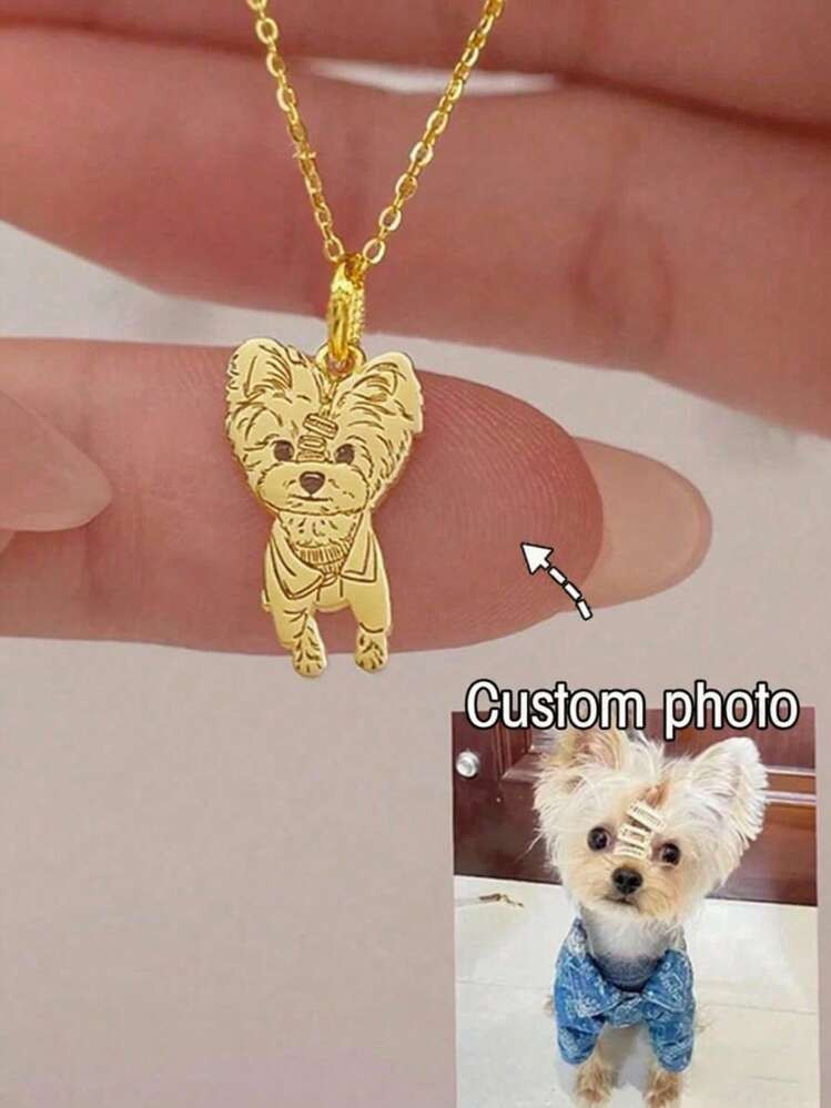 1pc Custom Dog Tag Pendant Necklace With Pet Photo, Stainless Steel Memorial Jewelry,School Suppl... | SHEIN