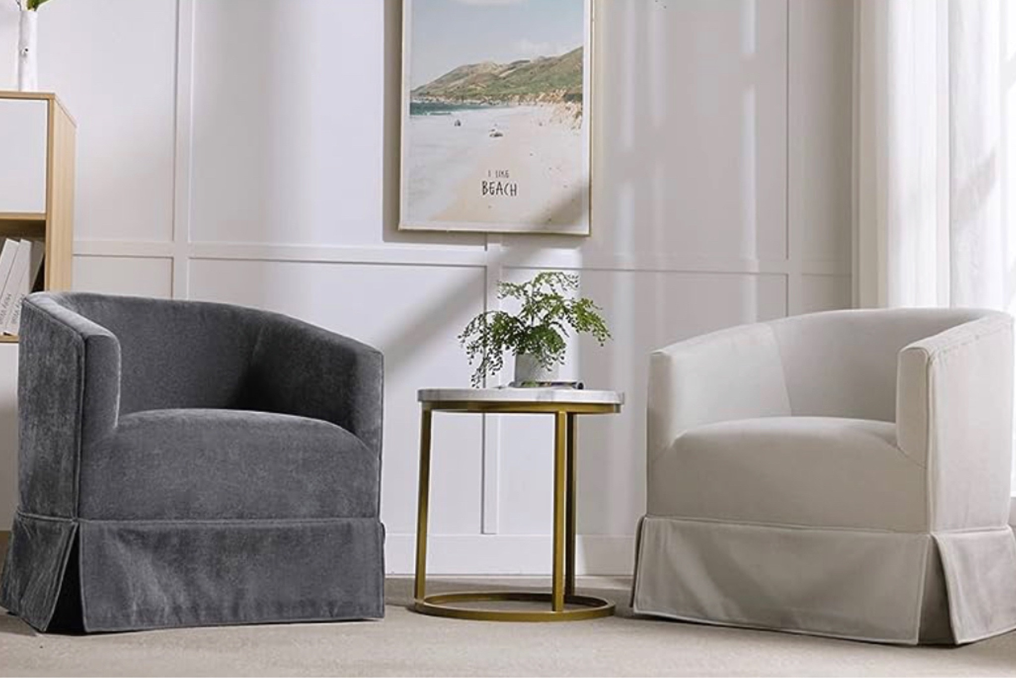 How cute are these upholstered swivel chairs for only $250?

#LTKhome #LTKSale #LTKsalealert