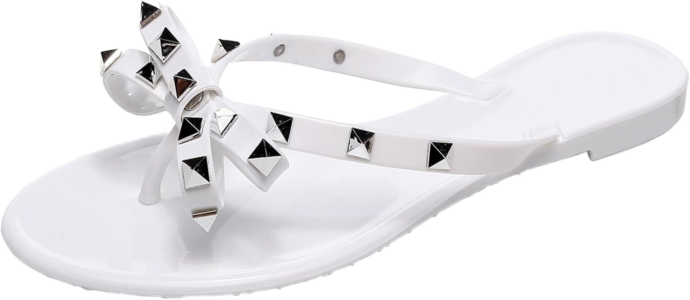 Studded Jelly Shoes for Womens Bow Flip Flops Jellies Sandals Flat Black Summer Beach Thong with ... | Amazon (US)