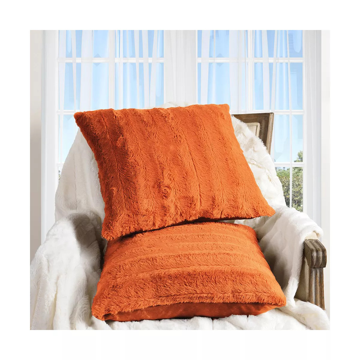 Cheer Collection Luxurious Faux Fur Throw Pillows Set of 2 | Target