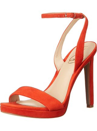 Sam Edelman Jade Bright Poppy Stiletto Heel Open Toe Ankle Strap Heeled Sandals (Bright Poppy, 5.5) | Walmart (US)