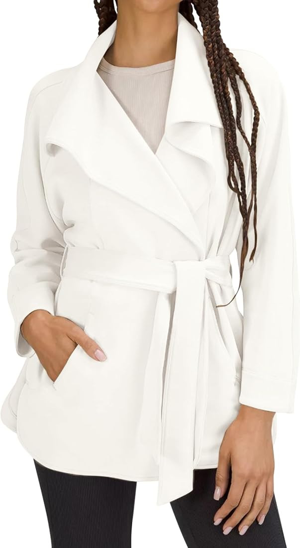 Esobo 2023 Coats for Women Wrap Trench Peacoat Open Front Jacket Belted Casual Fashion Lightweigh... | Amazon (US)