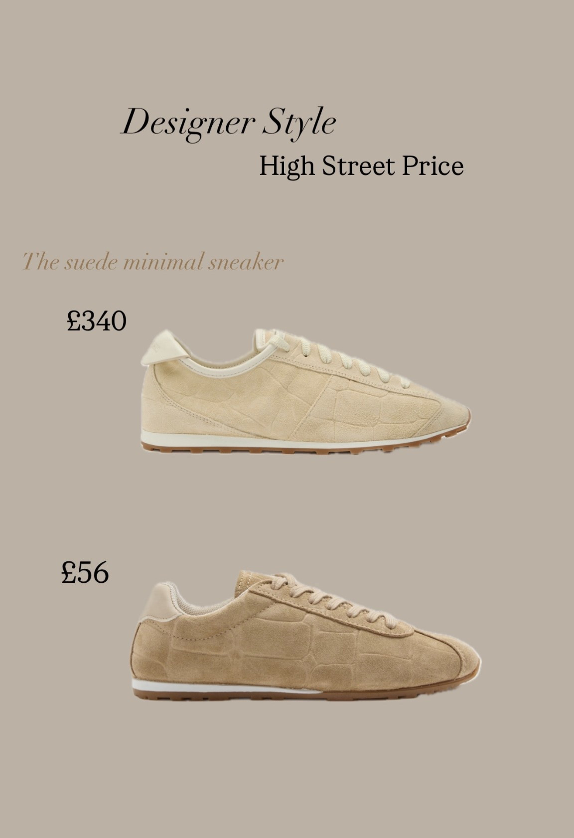 Designer style, high street price: the embossed suede minimal sneaker. Jacquemus VS. M&S 

#LTKstyletip #LTKshoes #LTKspring