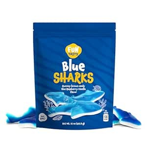 Funtasty Blue Sharks Gummy Candy, Blue Raspberry Marshmallow Flavor - 11-Ounce Bag | Amazon (US)