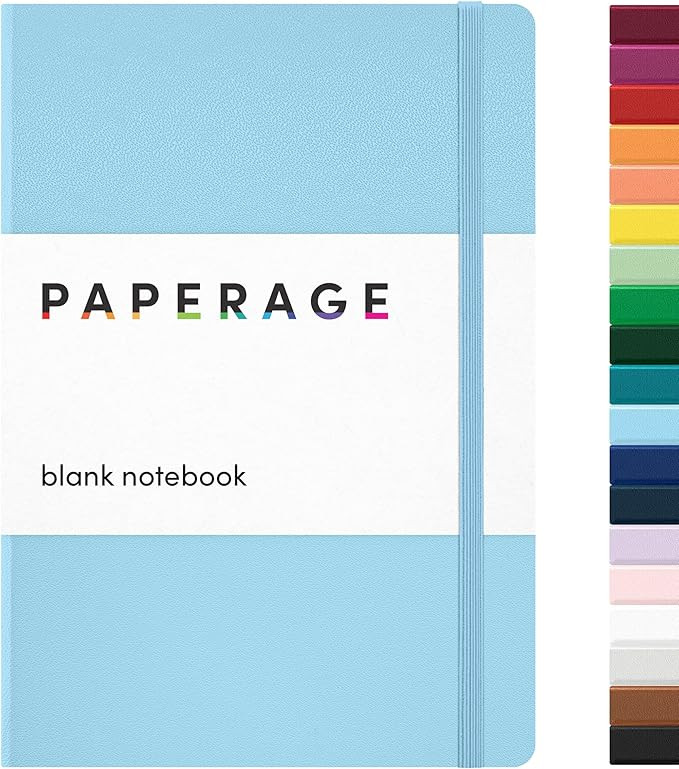 PAPERAGE Blank Journal Notebook, (Light Blue), 160 Pages, Medium 5.6 in x 8 in - 100 GSM Thick Pa... | Amazon (US)