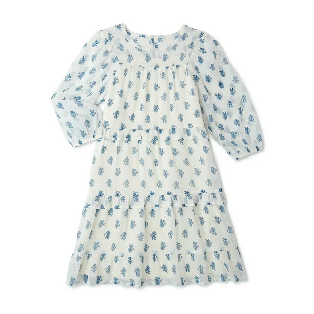 Wonder Nation Girls Short Sleeve Chiffon Peasant Dress, Sizes 4-18 & Plus - Walmart.com | Walmart (US)