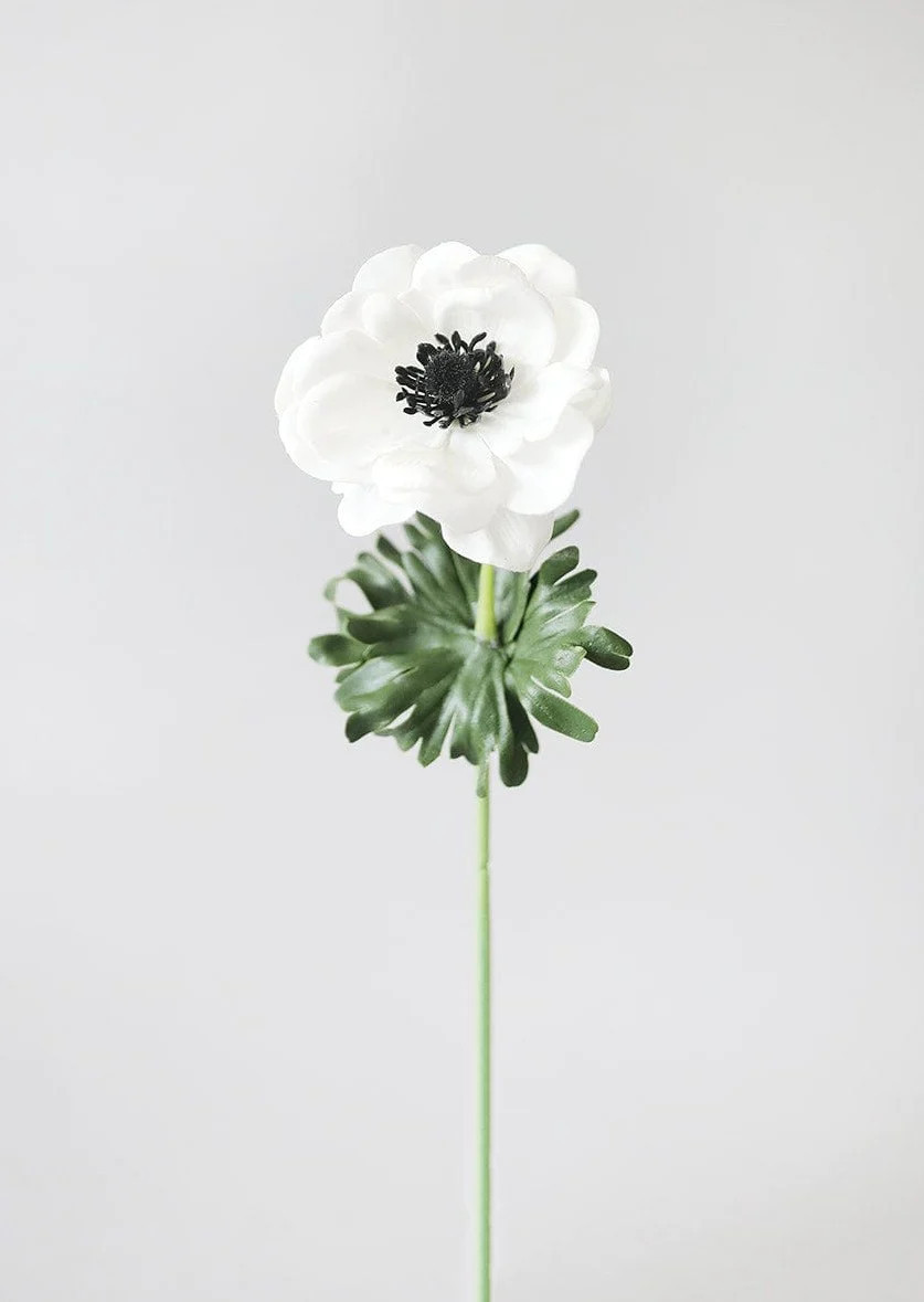 Real Touch White Anemone Flower - 14" | Afloral