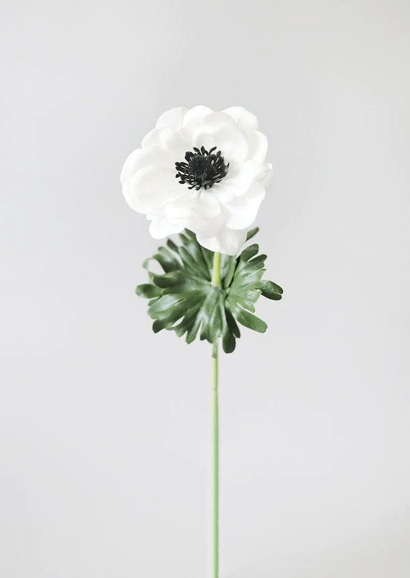 Real Touch White Anemone Flower - 14" | Afloral
