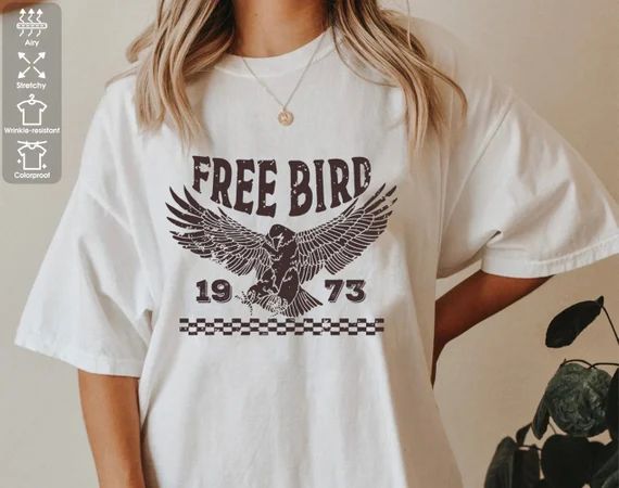 Free Bird Shirt, Boho Graphic Tee, Retro Shirt, Unisex Fit, Vintage Feel, Size up for Oversized T... | Etsy (US)