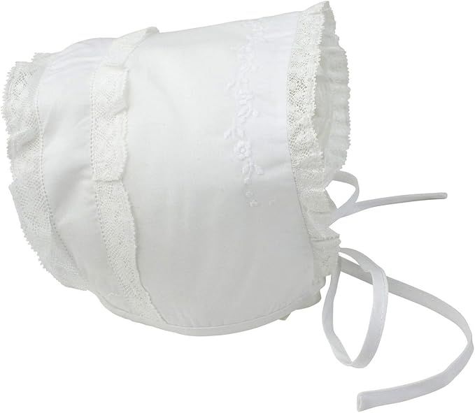 Feltman Brothers Newborn Girls White Lace Trimmed Baby Bonnet | Amazon (US)
