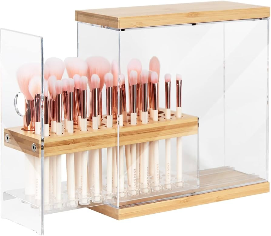 JACKCUBE DESIGN Bamboo Makeup Brush Holder Organizer With Transparent Drawer - 29 Holes Beauty Co... | Amazon (US)