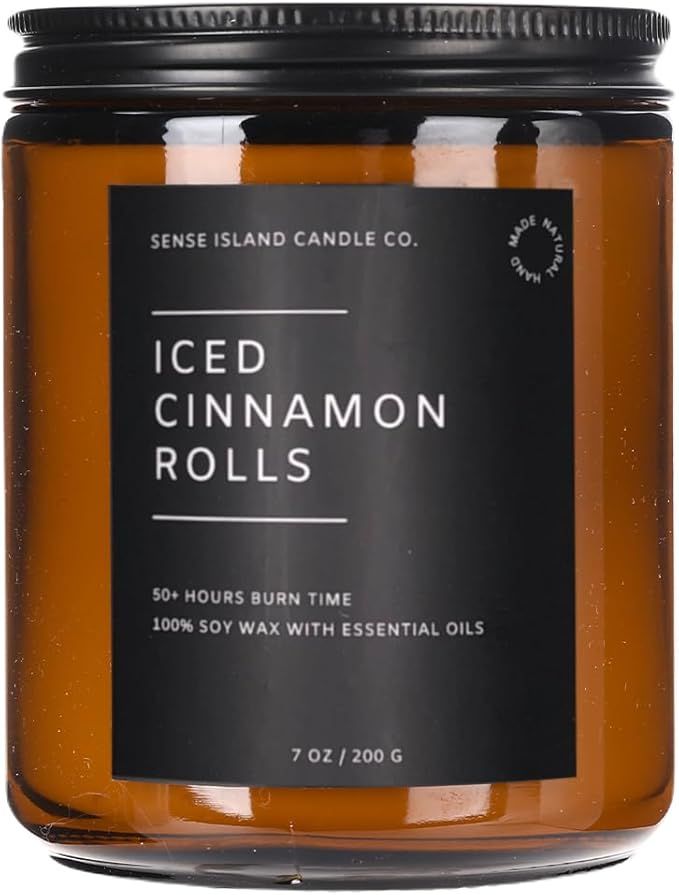 Iced Cinnamon Rolls Scented Candle for Men&Women | Natural Soy Wax 7oz, up to 50 Hrs Burn Time Hi... | Amazon (US)